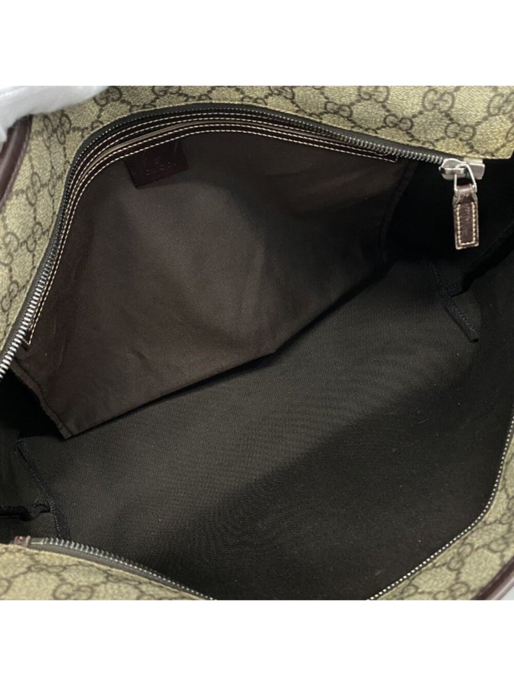 Gucci Tote GG Supreme Beige Brown Silver - Picture 4 of 10